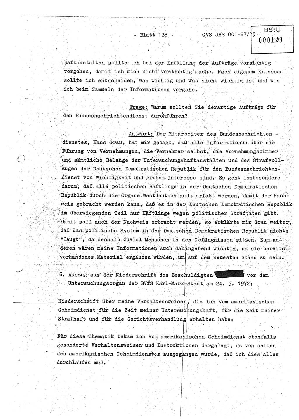 Diplomarbeit Hauptmann Volkmar Heinz (Abt. ⅩⅣ), Oberleutnant Lothar Rüdiger (BV Lpz. Abt. Ⅺ), Ministerium für Staatssicherheit (MfS) [Deutsche Demokratische Republik (DDR)], Juristische Hochschule (JHS), Geheime Verschlußsache (GVS) o001-87/75, Potsdam 1975, Seite 128 (Dipl.-Arb. MfS DDR JHS GVS o001-87/75 1975, S. 128)