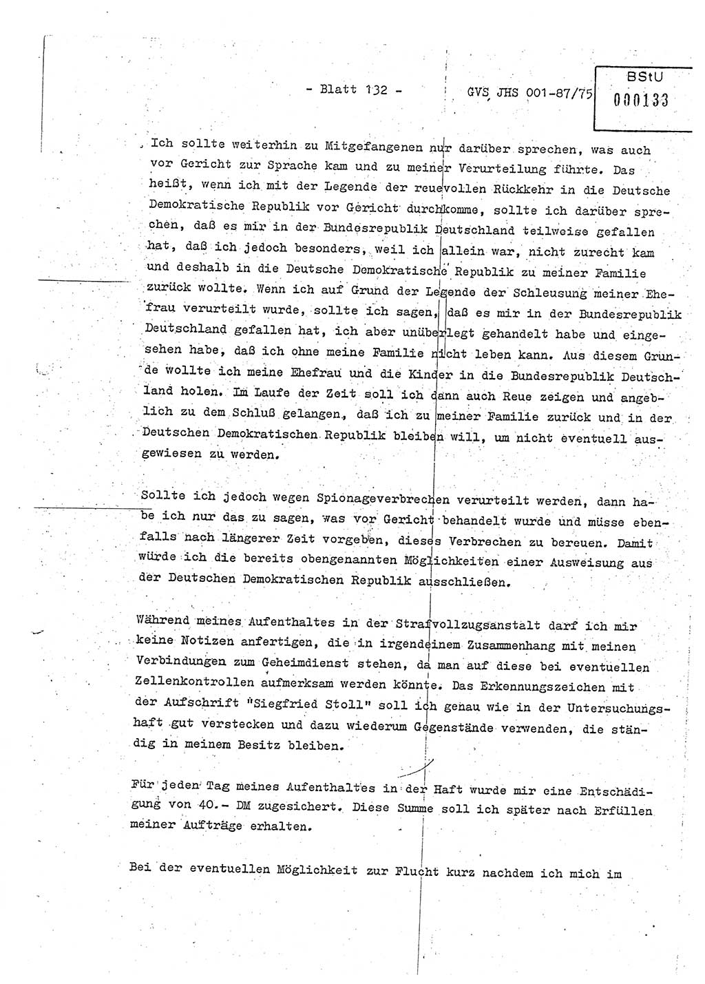 Diplomarbeit Hauptmann Volkmar Heinz (Abt. ⅩⅣ), Oberleutnant Lothar Rüdiger (BV Lpz. Abt. Ⅺ), Ministerium für Staatssicherheit (MfS) [Deutsche Demokratische Republik (DDR)], Juristische Hochschule (JHS), Geheime Verschlußsache (GVS) o001-87/75, Potsdam 1975, Seite 132 (Dipl.-Arb. MfS DDR JHS GVS o001-87/75 1975, S. 132)