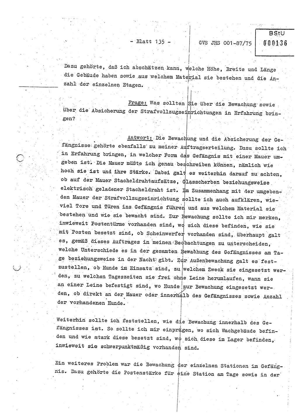 Diplomarbeit Hauptmann Volkmar Heinz (Abt. ⅩⅣ), Oberleutnant Lothar Rüdiger (BV Lpz. Abt. Ⅺ), Ministerium für Staatssicherheit (MfS) [Deutsche Demokratische Republik (DDR)], Juristische Hochschule (JHS), Geheime Verschlußsache (GVS) o001-87/75, Potsdam 1975, Seite 135 (Dipl.-Arb. MfS DDR JHS GVS o001-87/75 1975, S. 135)