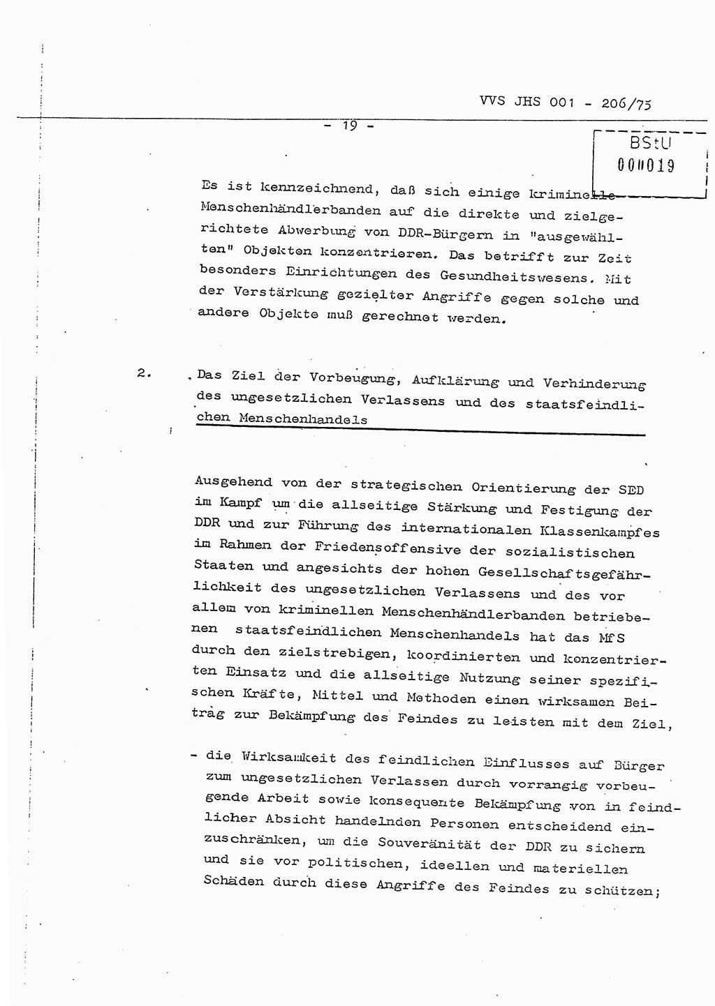Dissertation Generalmajor Manfred Hummitzsch (Leiter der BV Leipzig), Generalmajor Heinz Fiedler (HA Ⅵ), Oberst Rolf Fister (HA Ⅸ), Ministerium für Staatssicherheit (MfS) [Deutsche Demokratische Republik (DDR)], Juristische Hochschule (JHS), Vertrauliche Verschlußsache (VVS) 001-206/75, Potsdam 1975, Seite 19 (Diss. MfS DDR JHS VVS 001-206/75 1975, S. 19)