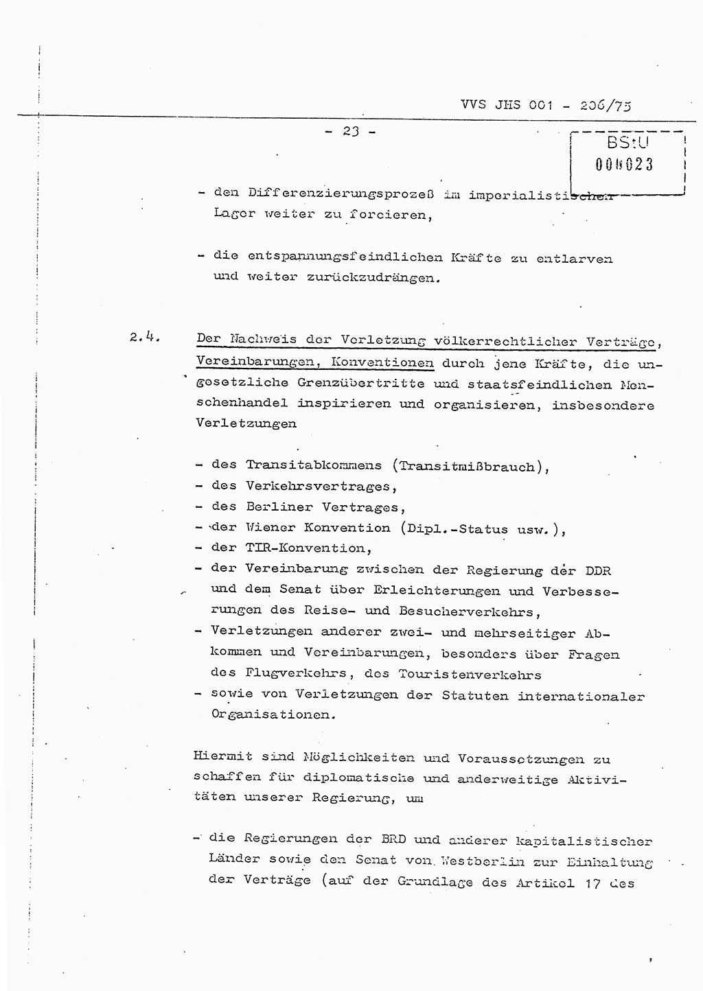 Dissertation Generalmajor Manfred Hummitzsch (Leiter der BV Leipzig), Generalmajor Heinz Fiedler (HA Ⅵ), Oberst Rolf Fister (HA Ⅸ), Ministerium für Staatssicherheit (MfS) [Deutsche Demokratische Republik (DDR)], Juristische Hochschule (JHS), Vertrauliche Verschlußsache (VVS) 001-206/75, Potsdam 1975, Seite 23 (Diss. MfS DDR JHS VVS 001-206/75 1975, S. 23)