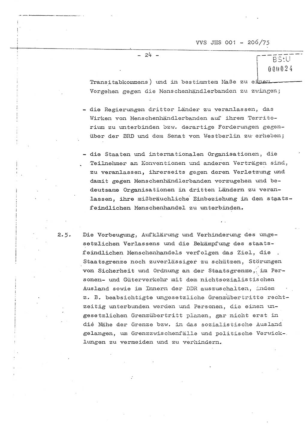 Dissertation Generalmajor Manfred Hummitzsch (Leiter der BV Leipzig), Generalmajor Heinz Fiedler (HA Ⅵ), Oberst Rolf Fister (HA Ⅸ), Ministerium für Staatssicherheit (MfS) [Deutsche Demokratische Republik (DDR)], Juristische Hochschule (JHS), Vertrauliche Verschlußsache (VVS) 001-206/75, Potsdam 1975, Seite 24 (Diss. MfS DDR JHS VVS 001-206/75 1975, S. 24)