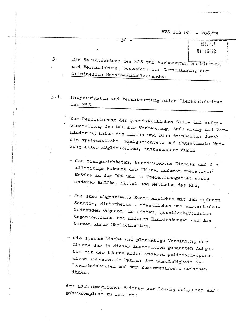 Dissertation Generalmajor Manfred Hummitzsch (Leiter der BV Leipzig), Generalmajor Heinz Fiedler (HA Ⅵ), Oberst Rolf Fister (HA Ⅸ), Ministerium für Staatssicherheit (MfS) [Deutsche Demokratische Republik (DDR)], Juristische Hochschule (JHS), Vertrauliche Verschlußsache (VVS) 001-206/75, Potsdam 1975, Seite 30 (Diss. MfS DDR JHS VVS 001-206/75 1975, S. 30)