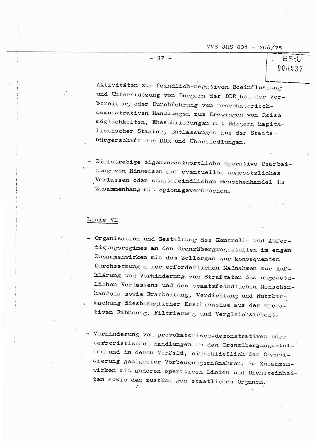 Dissertation Generalmajor Manfred Hummitzsch (Leiter der BV Leipzig), Generalmajor Heinz Fiedler (HA Ⅵ), Oberst Rolf Fister (HA Ⅸ), Ministerium für Staatssicherheit (MfS) [Deutsche Demokratische Republik (DDR)], Juristische Hochschule (JHS), Vertrauliche Verschlußsache (VVS) 001-206/75, Potsdam 1975, Seite 37 (Diss. MfS DDR JHS VVS 001-206/75 1975, S. 37)