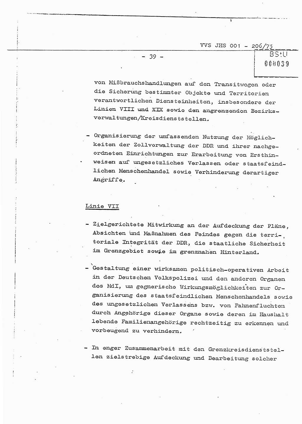 Dissertation Generalmajor Manfred Hummitzsch (Leiter der BV Leipzig), Generalmajor Heinz Fiedler (HA Ⅵ), Oberst Rolf Fister (HA Ⅸ), Ministerium für Staatssicherheit (MfS) [Deutsche Demokratische Republik (DDR)], Juristische Hochschule (JHS), Vertrauliche Verschlußsache (VVS) 001-206/75, Potsdam 1975, Seite 39 (Diss. MfS DDR JHS VVS 001-206/75 1975, S. 39)