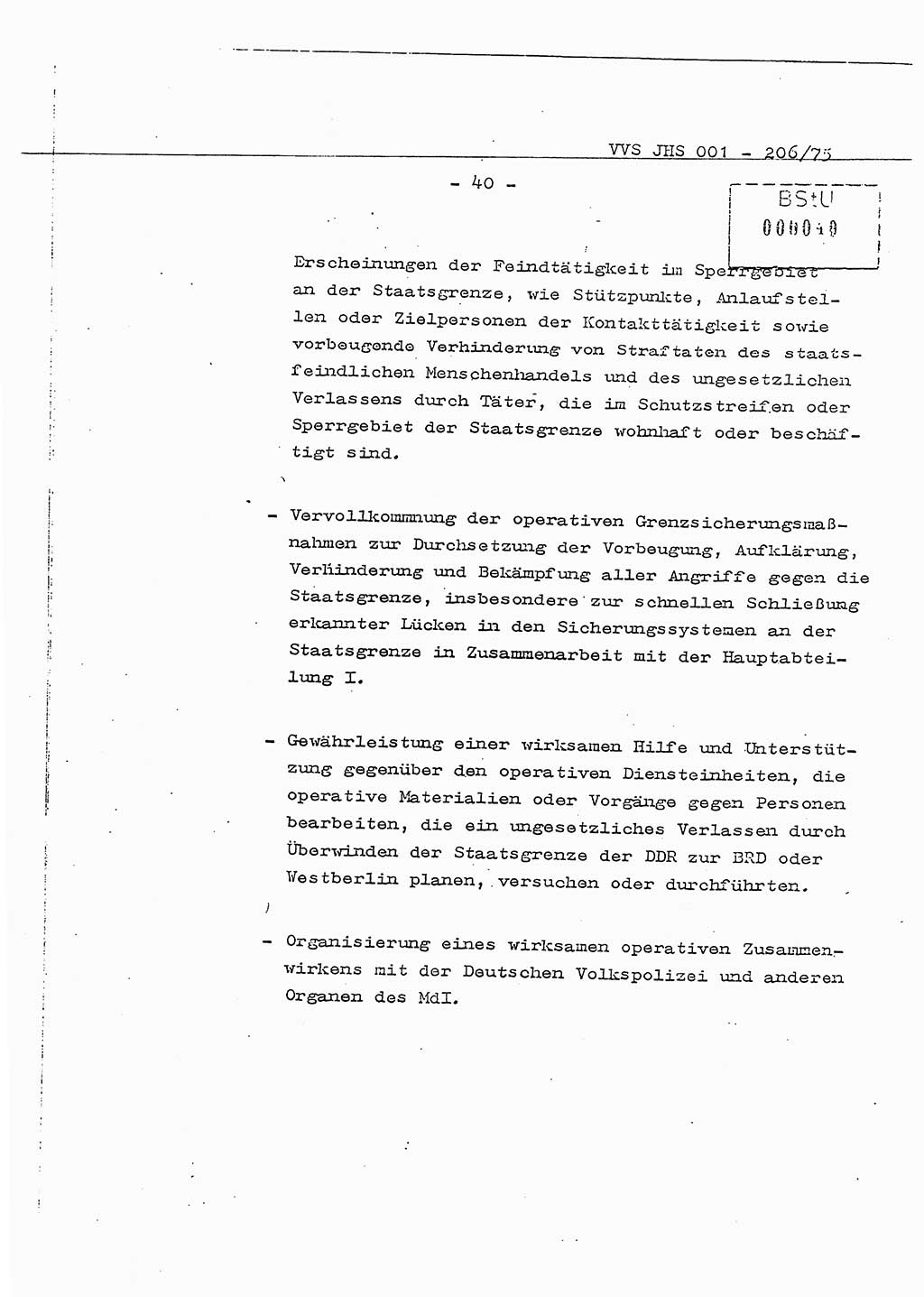 Dissertation Generalmajor Manfred Hummitzsch (Leiter der BV Leipzig), Generalmajor Heinz Fiedler (HA Ⅵ), Oberst Rolf Fister (HA Ⅸ), Ministerium für Staatssicherheit (MfS) [Deutsche Demokratische Republik (DDR)], Juristische Hochschule (JHS), Vertrauliche Verschlußsache (VVS) 001-206/75, Potsdam 1975, Seite 40 (Diss. MfS DDR JHS VVS 001-206/75 1975, S. 40)