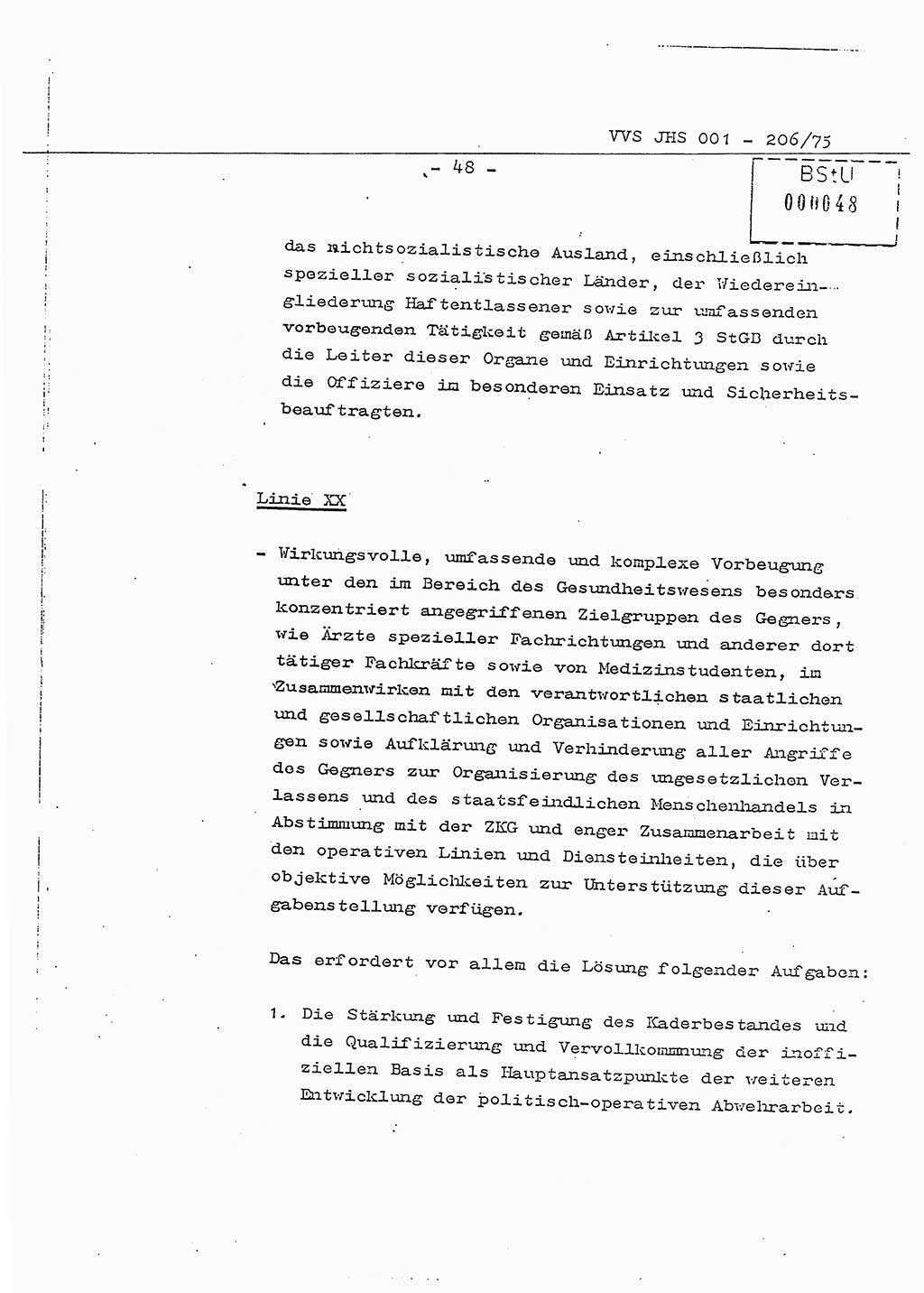 Dissertation Generalmajor Manfred Hummitzsch (Leiter der BV Leipzig), Generalmajor Heinz Fiedler (HA Ⅵ), Oberst Rolf Fister (HA Ⅸ), Ministerium für Staatssicherheit (MfS) [Deutsche Demokratische Republik (DDR)], Juristische Hochschule (JHS), Vertrauliche Verschlußsache (VVS) 001-206/75, Potsdam 1975, Seite 48 (Diss. MfS DDR JHS VVS 001-206/75 1975, S. 48)