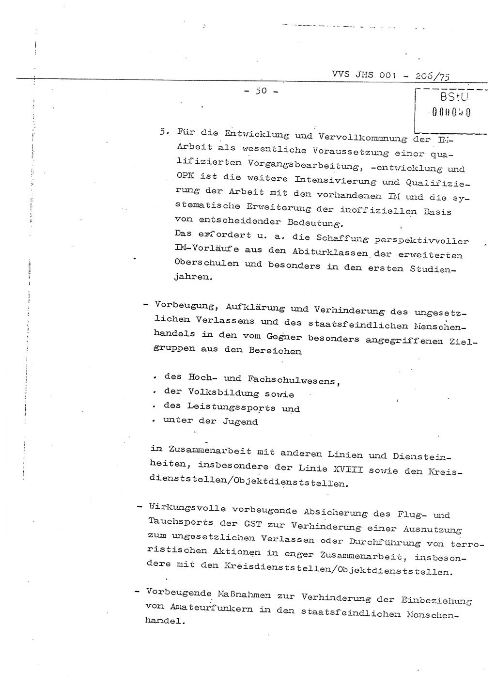 Dissertation Generalmajor Manfred Hummitzsch (Leiter der BV Leipzig), Generalmajor Heinz Fiedler (HA Ⅵ), Oberst Rolf Fister (HA Ⅸ), Ministerium für Staatssicherheit (MfS) [Deutsche Demokratische Republik (DDR)], Juristische Hochschule (JHS), Vertrauliche Verschlußsache (VVS) 001-206/75, Potsdam 1975, Seite 50 (Diss. MfS DDR JHS VVS 001-206/75 1975, S. 50)