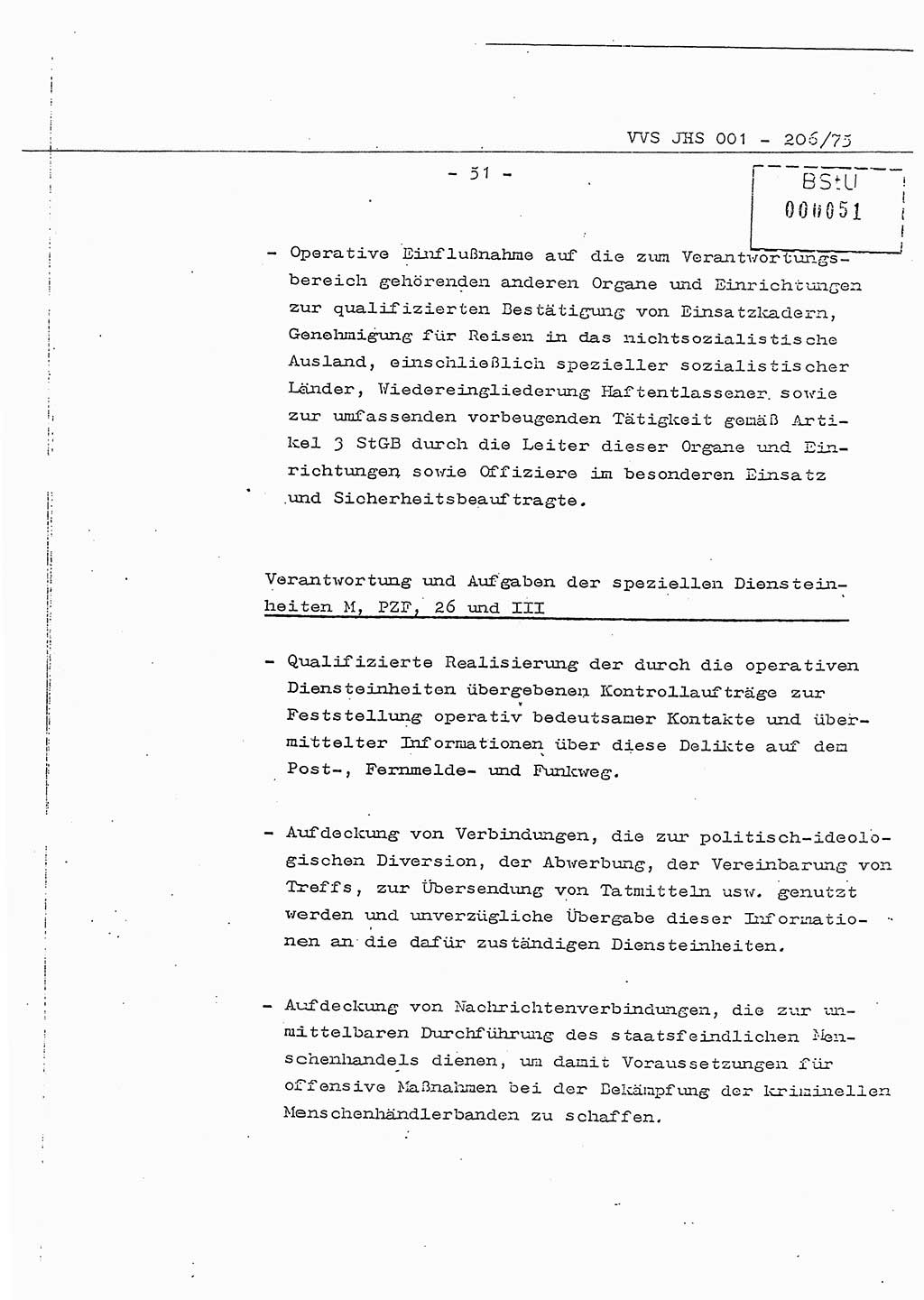 Dissertation Generalmajor Manfred Hummitzsch (Leiter der BV Leipzig), Generalmajor Heinz Fiedler (HA Ⅵ), Oberst Rolf Fister (HA Ⅸ), Ministerium für Staatssicherheit (MfS) [Deutsche Demokratische Republik (DDR)], Juristische Hochschule (JHS), Vertrauliche Verschlußsache (VVS) 001-206/75, Potsdam 1975, Seite 51 (Diss. MfS DDR JHS VVS 001-206/75 1975, S. 51)