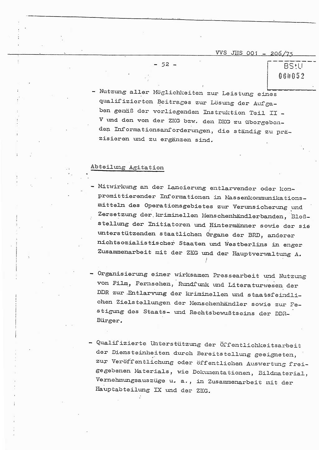 Dissertation Generalmajor Manfred Hummitzsch (Leiter der BV Leipzig), Generalmajor Heinz Fiedler (HA Ⅵ), Oberst Rolf Fister (HA Ⅸ), Ministerium für Staatssicherheit (MfS) [Deutsche Demokratische Republik (DDR)], Juristische Hochschule (JHS), Vertrauliche Verschlußsache (VVS) 001-206/75, Potsdam 1975, Seite 52 (Diss. MfS DDR JHS VVS 001-206/75 1975, S. 52)