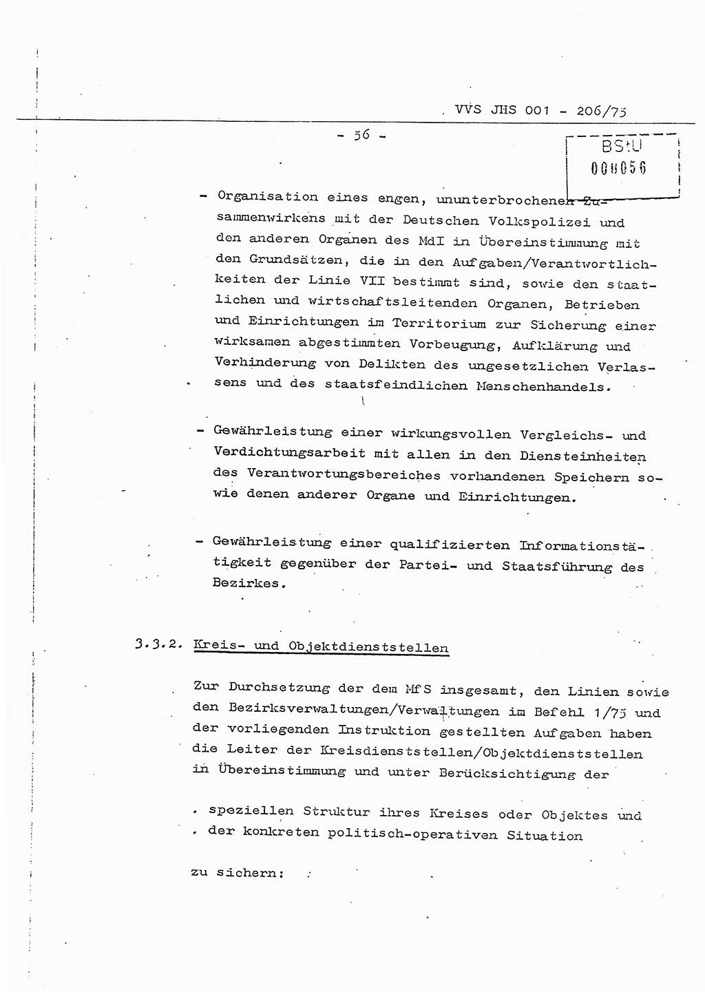 Dissertation Generalmajor Manfred Hummitzsch (Leiter der BV Leipzig), Generalmajor Heinz Fiedler (HA Ⅵ), Oberst Rolf Fister (HA Ⅸ), Ministerium für Staatssicherheit (MfS) [Deutsche Demokratische Republik (DDR)], Juristische Hochschule (JHS), Vertrauliche Verschlußsache (VVS) 001-206/75, Potsdam 1975, Seite 56 (Diss. MfS DDR JHS VVS 001-206/75 1975, S. 56)
