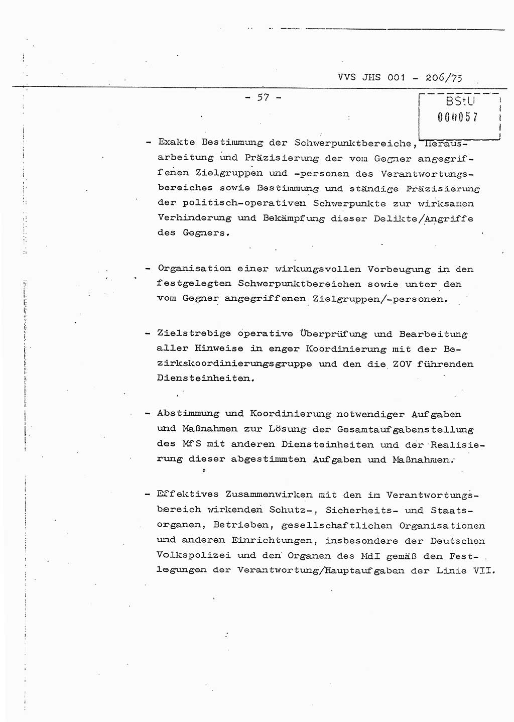 Dissertation Generalmajor Manfred Hummitzsch (Leiter der BV Leipzig), Generalmajor Heinz Fiedler (HA Ⅵ), Oberst Rolf Fister (HA Ⅸ), Ministerium für Staatssicherheit (MfS) [Deutsche Demokratische Republik (DDR)], Juristische Hochschule (JHS), Vertrauliche Verschlußsache (VVS) 001-206/75, Potsdam 1975, Seite 57 (Diss. MfS DDR JHS VVS 001-206/75 1975, S. 57)