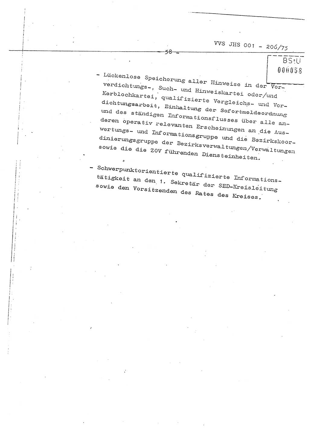 Dissertation Generalmajor Manfred Hummitzsch (Leiter der BV Leipzig), Generalmajor Heinz Fiedler (HA Ⅵ), Oberst Rolf Fister (HA Ⅸ), Ministerium für Staatssicherheit (MfS) [Deutsche Demokratische Republik (DDR)], Juristische Hochschule (JHS), Vertrauliche Verschlußsache (VVS) 001-206/75, Potsdam 1975, Seite 58 (Diss. MfS DDR JHS VVS 001-206/75 1975, S. 58)