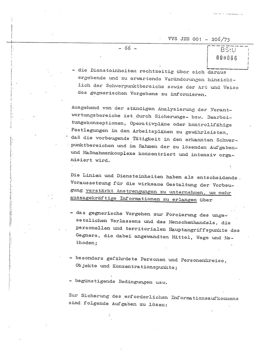 Dissertation Generalmajor Manfred Hummitzsch (Leiter der BV Leipzig), Generalmajor Heinz Fiedler (HA Ⅵ), Oberst Rolf Fister (HA Ⅸ), Ministerium für Staatssicherheit (MfS) [Deutsche Demokratische Republik (DDR)], Juristische Hochschule (JHS), Vertrauliche Verschlußsache (VVS) 001-206/75, Potsdam 1975, Seite 66 (Diss. MfS DDR JHS VVS 001-206/75 1975, S. 66)