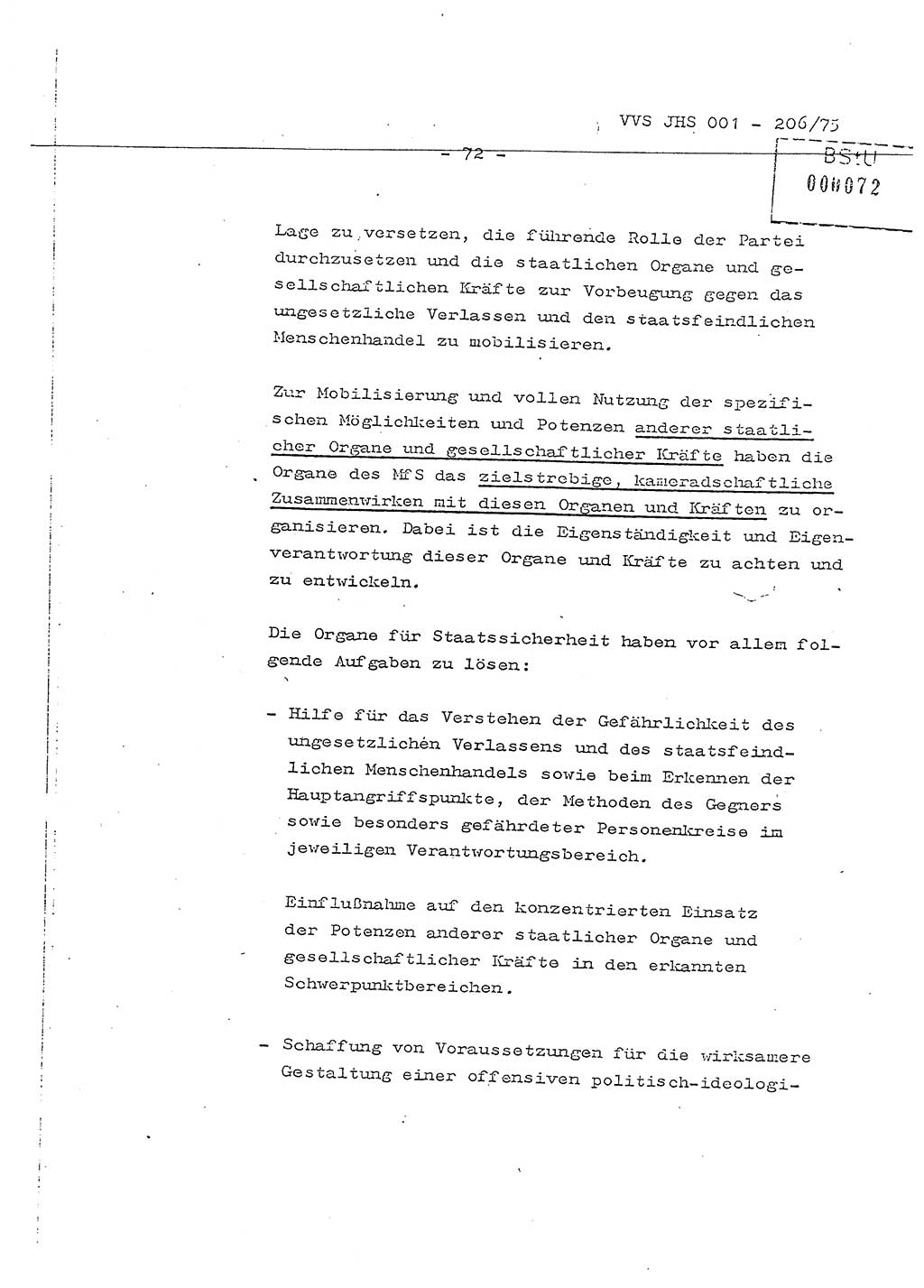 Dissertation Generalmajor Manfred Hummitzsch (Leiter der BV Leipzig), Generalmajor Heinz Fiedler (HA Ⅵ), Oberst Rolf Fister (HA Ⅸ), Ministerium für Staatssicherheit (MfS) [Deutsche Demokratische Republik (DDR)], Juristische Hochschule (JHS), Vertrauliche Verschlußsache (VVS) 001-206/75, Potsdam 1975, Seite 72 (Diss. MfS DDR JHS VVS 001-206/75 1975, S. 72)