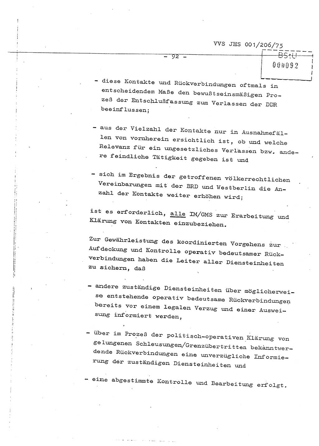 Dissertation Generalmajor Manfred Hummitzsch (Leiter der BV Leipzig), Generalmajor Heinz Fiedler (HA Ⅵ), Oberst Rolf Fister (HA Ⅸ), Ministerium für Staatssicherheit (MfS) [Deutsche Demokratische Republik (DDR)], Juristische Hochschule (JHS), Vertrauliche Verschlußsache (VVS) 001-206/75, Potsdam 1975, Seite 92 (Diss. MfS DDR JHS VVS 001-206/75 1975, S. 92)