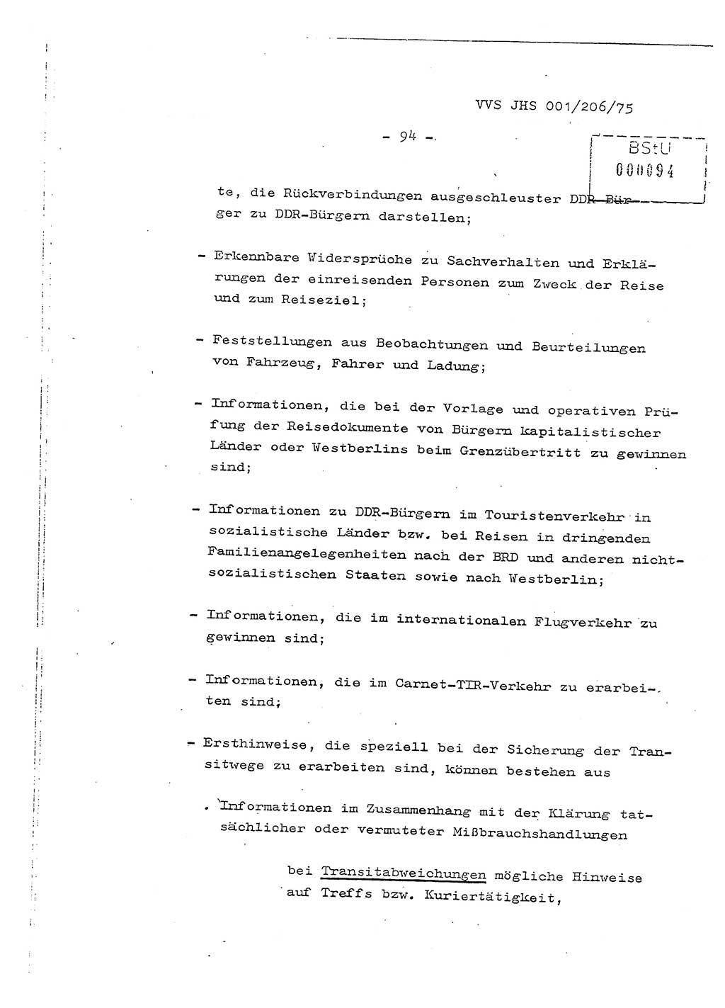 Dissertation Generalmajor Manfred Hummitzsch (Leiter der BV Leipzig), Generalmajor Heinz Fiedler (HA Ⅵ), Oberst Rolf Fister (HA Ⅸ), Ministerium für Staatssicherheit (MfS) [Deutsche Demokratische Republik (DDR)], Juristische Hochschule (JHS), Vertrauliche Verschlußsache (VVS) 001-206/75, Potsdam 1975, Seite 94 (Diss. MfS DDR JHS VVS 001-206/75 1975, S. 94)