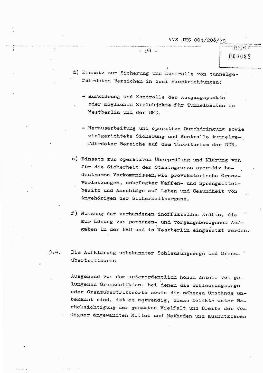 Dissertation Generalmajor Manfred Hummitzsch (Leiter der BV Leipzig), Generalmajor Heinz Fiedler (HA Ⅵ), Oberst Rolf Fister (HA Ⅸ), Ministerium für Staatssicherheit (MfS) [Deutsche Demokratische Republik (DDR)], Juristische Hochschule (JHS), Vertrauliche Verschlußsache (VVS) 001-206/75, Potsdam 1975, Seite 98 (Diss. MfS DDR JHS VVS 001-206/75 1975, S. 98)