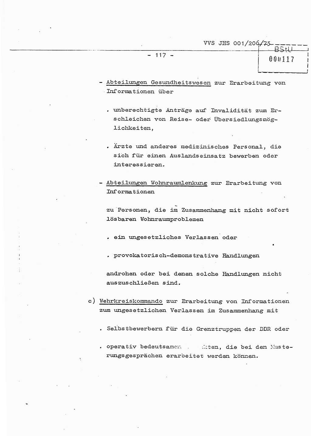 Dissertation Generalmajor Manfred Hummitzsch (Leiter der BV Leipzig), Generalmajor Heinz Fiedler (HA Ⅵ), Oberst Rolf Fister (HA Ⅸ), Ministerium für Staatssicherheit (MfS) [Deutsche Demokratische Republik (DDR)], Juristische Hochschule (JHS), Vertrauliche Verschlußsache (VVS) 001-206/75, Potsdam 1975, Seite 117 (Diss. MfS DDR JHS VVS 001-206/75 1975, S. 117)