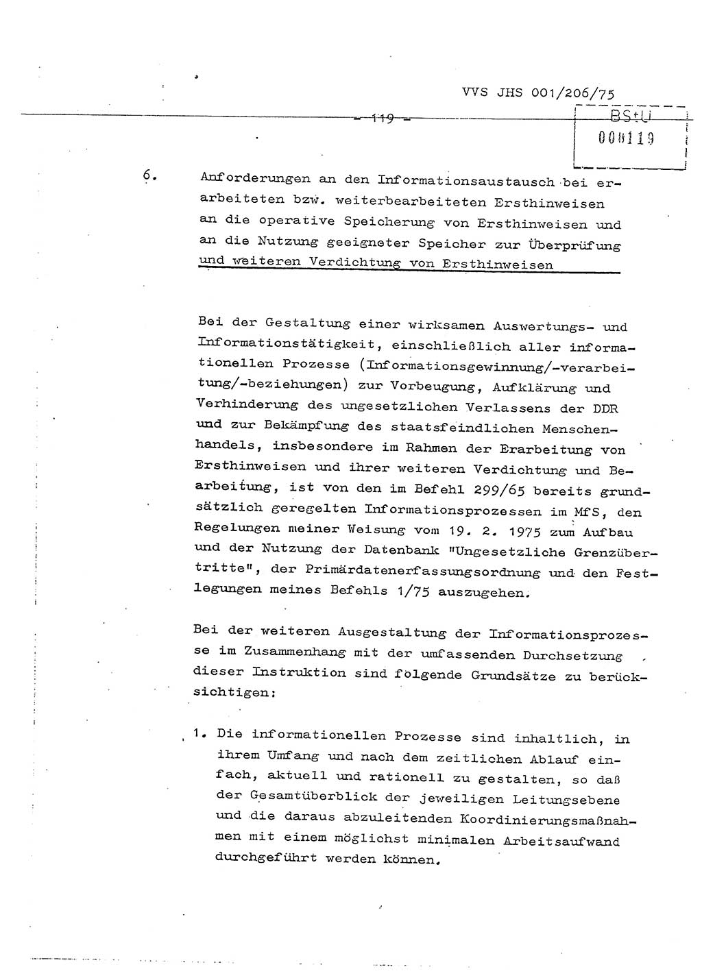 Dissertation Generalmajor Manfred Hummitzsch (Leiter der BV Leipzig), Generalmajor Heinz Fiedler (HA Ⅵ), Oberst Rolf Fister (HA Ⅸ), Ministerium für Staatssicherheit (MfS) [Deutsche Demokratische Republik (DDR)], Juristische Hochschule (JHS), Vertrauliche Verschlußsache (VVS) 001-206/75, Potsdam 1975, Seite 119 (Diss. MfS DDR JHS VVS 001-206/75 1975, S. 119)