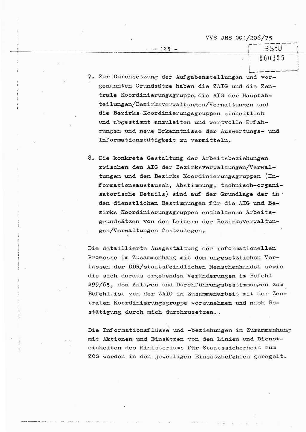 Dissertation Generalmajor Manfred Hummitzsch (Leiter der BV Leipzig), Generalmajor Heinz Fiedler (HA Ⅵ), Oberst Rolf Fister (HA Ⅸ), Ministerium für Staatssicherheit (MfS) [Deutsche Demokratische Republik (DDR)], Juristische Hochschule (JHS), Vertrauliche Verschlußsache (VVS) 001-206/75, Potsdam 1975, Seite 125 (Diss. MfS DDR JHS VVS 001-206/75 1975, S. 125)