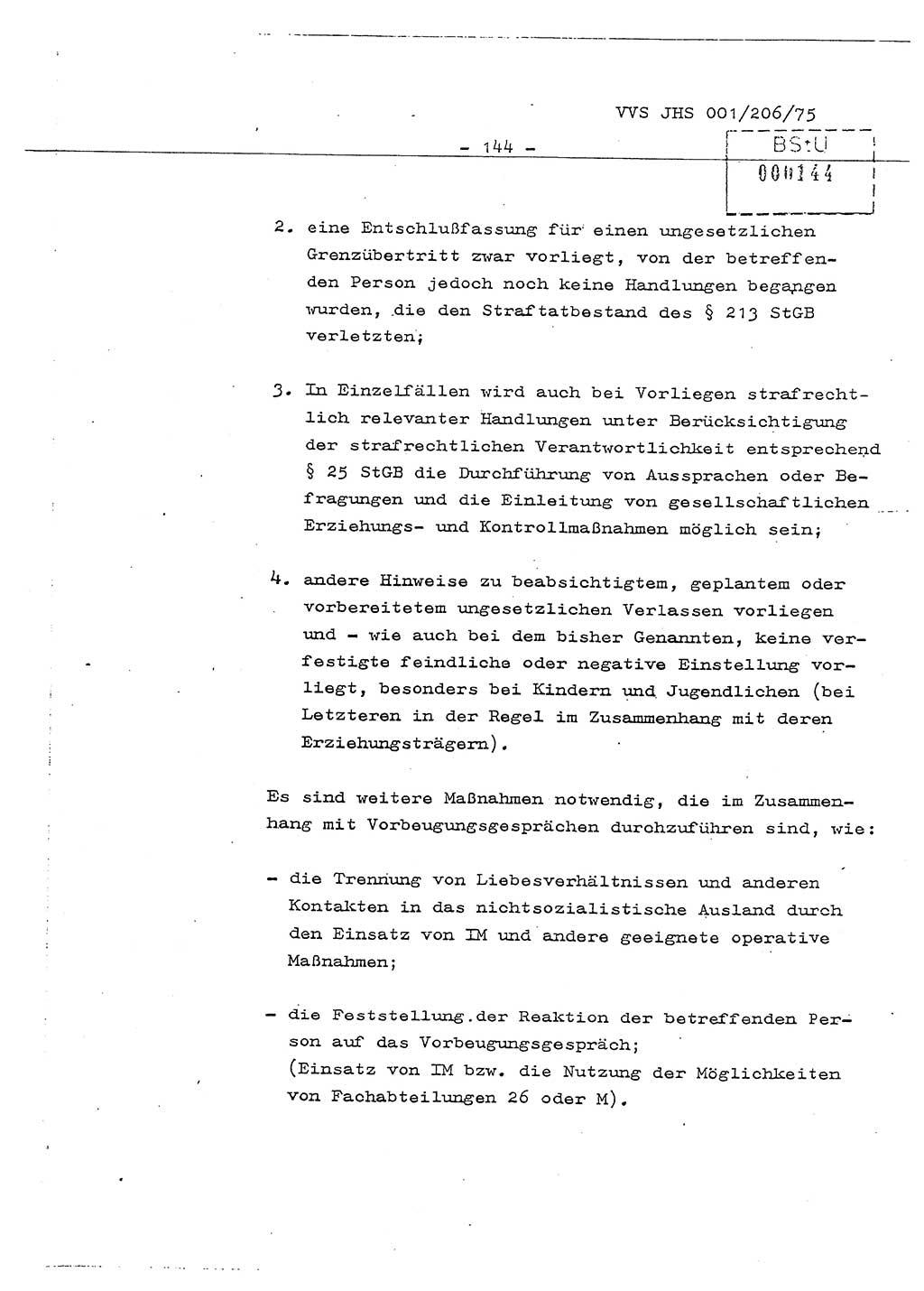 Dissertation Generalmajor Manfred Hummitzsch (Leiter der BV Leipzig), Generalmajor Heinz Fiedler (HA Ⅵ), Oberst Rolf Fister (HA Ⅸ), Ministerium für Staatssicherheit (MfS) [Deutsche Demokratische Republik (DDR)], Juristische Hochschule (JHS), Vertrauliche Verschlußsache (VVS) 001-206/75, Potsdam 1975, Seite 144 (Diss. MfS DDR JHS VVS 001-206/75 1975, S. 144)
