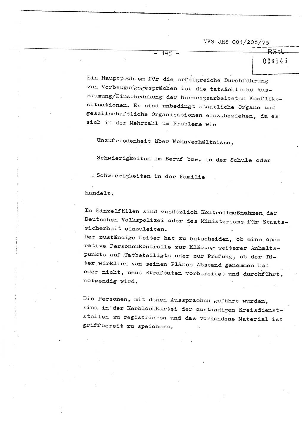 Dissertation Generalmajor Manfred Hummitzsch (Leiter der BV Leipzig), Generalmajor Heinz Fiedler (HA Ⅵ), Oberst Rolf Fister (HA Ⅸ), Ministerium für Staatssicherheit (MfS) [Deutsche Demokratische Republik (DDR)], Juristische Hochschule (JHS), Vertrauliche Verschlußsache (VVS) 001-206/75, Potsdam 1975, Seite 145 (Diss. MfS DDR JHS VVS 001-206/75 1975, S. 145)