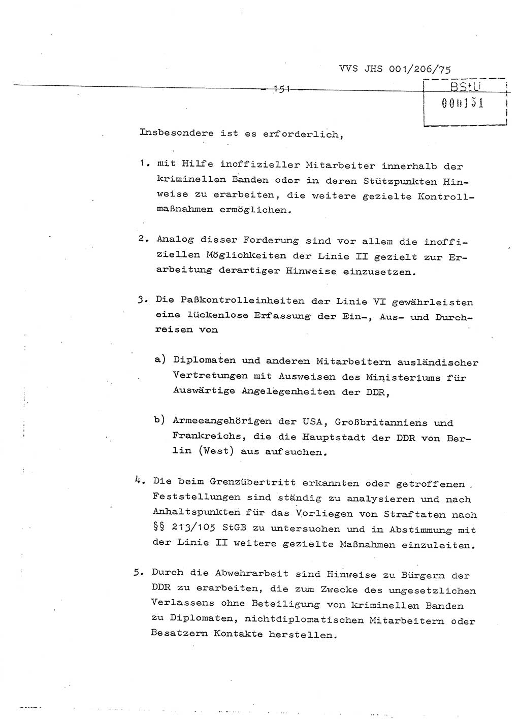 Dissertation Generalmajor Manfred Hummitzsch (Leiter der BV Leipzig), Generalmajor Heinz Fiedler (HA Ⅵ), Oberst Rolf Fister (HA Ⅸ), Ministerium für Staatssicherheit (MfS) [Deutsche Demokratische Republik (DDR)], Juristische Hochschule (JHS), Vertrauliche Verschlußsache (VVS) 001-206/75, Potsdam 1975, Seite 151 (Diss. MfS DDR JHS VVS 001-206/75 1975, S. 151)