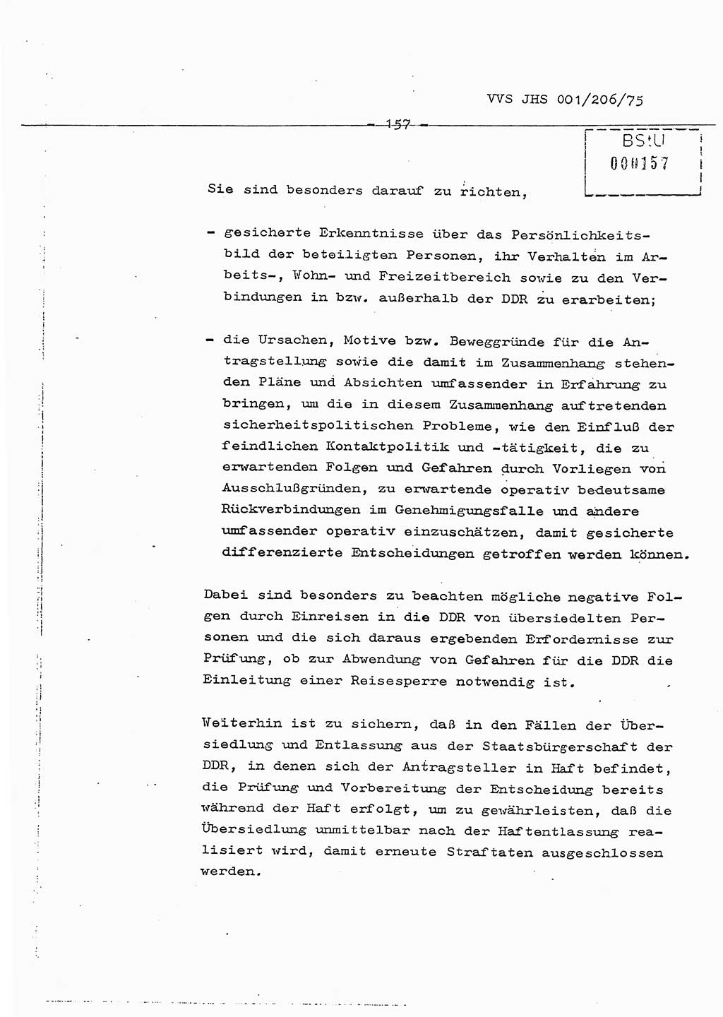 Dissertation Generalmajor Manfred Hummitzsch (Leiter der BV Leipzig), Generalmajor Heinz Fiedler (HA Ⅵ), Oberst Rolf Fister (HA Ⅸ), Ministerium für Staatssicherheit (MfS) [Deutsche Demokratische Republik (DDR)], Juristische Hochschule (JHS), Vertrauliche Verschlußsache (VVS) 001-206/75, Potsdam 1975, Seite 157 (Diss. MfS DDR JHS VVS 001-206/75 1975, S. 157)