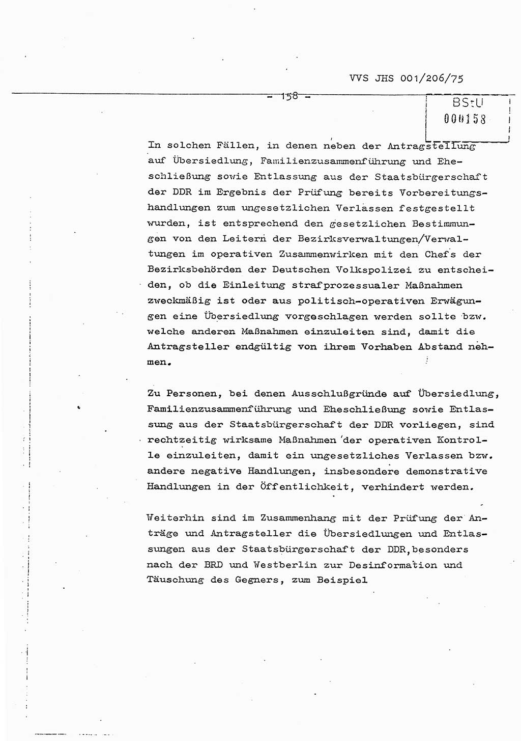 Dissertation Generalmajor Manfred Hummitzsch (Leiter der BV Leipzig), Generalmajor Heinz Fiedler (HA Ⅵ), Oberst Rolf Fister (HA Ⅸ), Ministerium für Staatssicherheit (MfS) [Deutsche Demokratische Republik (DDR)], Juristische Hochschule (JHS), Vertrauliche Verschlußsache (VVS) 001-206/75, Potsdam 1975, Seite 158 (Diss. MfS DDR JHS VVS 001-206/75 1975, S. 158)