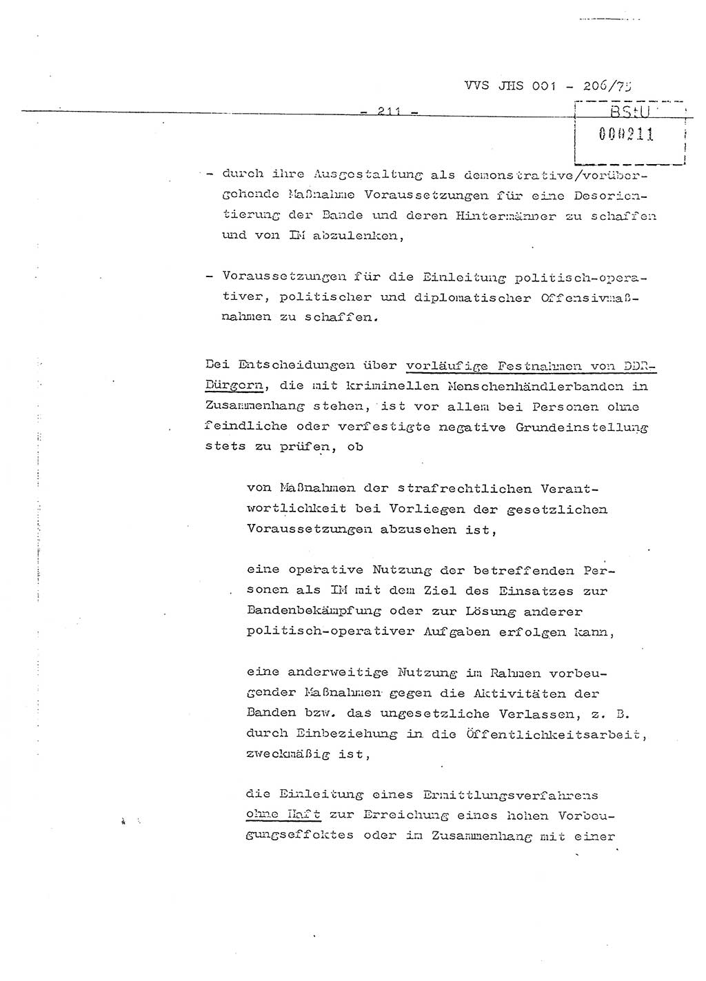 Dissertation Generalmajor Manfred Hummitzsch (Leiter der BV Leipzig), Generalmajor Heinz Fiedler (HA Ⅵ), Oberst Rolf Fister (HA Ⅸ), Ministerium für Staatssicherheit (MfS) [Deutsche Demokratische Republik (DDR)], Juristische Hochschule (JHS), Vertrauliche Verschlußsache (VVS) 001-206/75, Potsdam 1975, Seite 211 (Diss. MfS DDR JHS VVS 001-206/75 1975, S. 211)