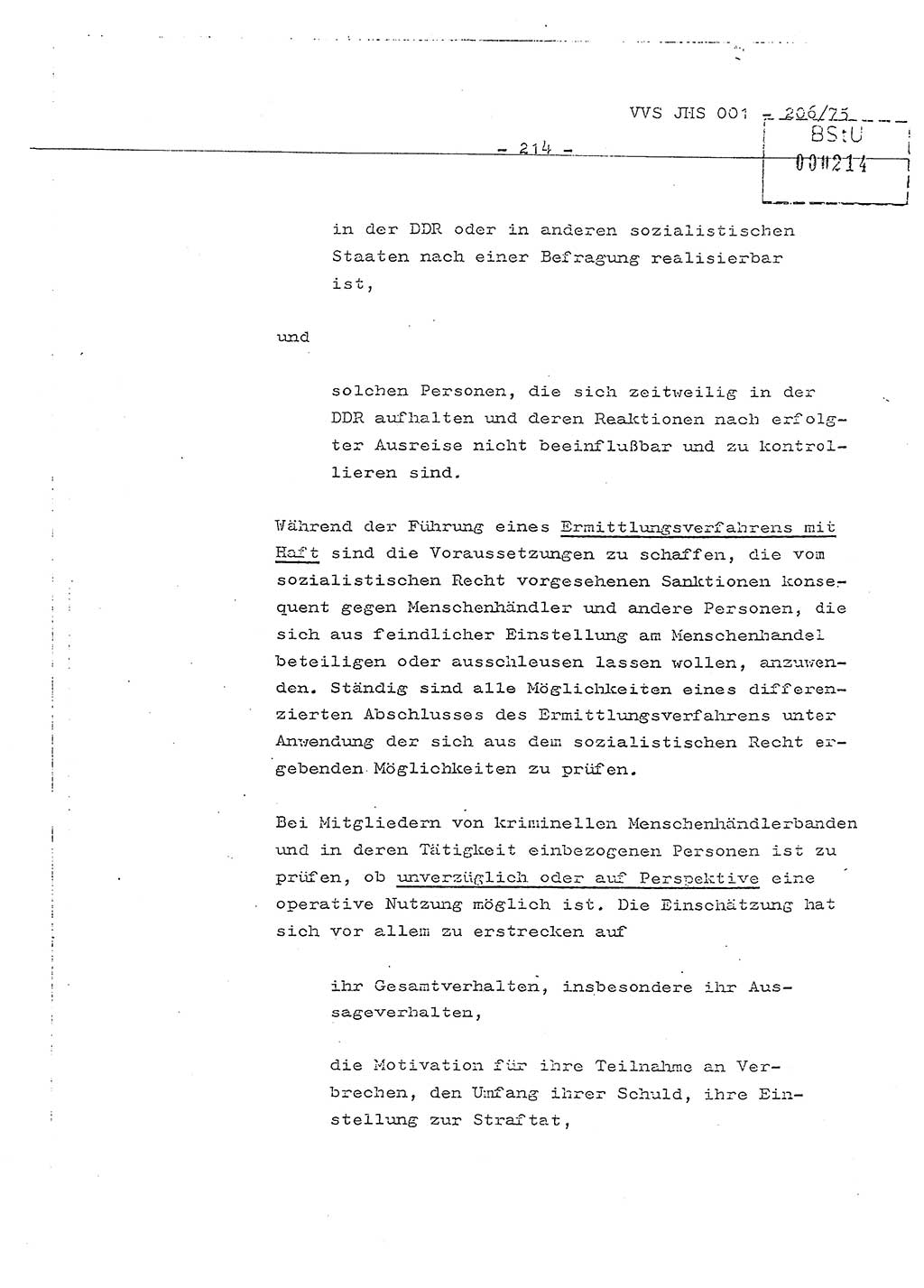 Dissertation Generalmajor Manfred Hummitzsch (Leiter der BV Leipzig), Generalmajor Heinz Fiedler (HA Ⅵ), Oberst Rolf Fister (HA Ⅸ), Ministerium für Staatssicherheit (MfS) [Deutsche Demokratische Republik (DDR)], Juristische Hochschule (JHS), Vertrauliche Verschlußsache (VVS) 001-206/75, Potsdam 1975, Seite 214 (Diss. MfS DDR JHS VVS 001-206/75 1975, S. 214)