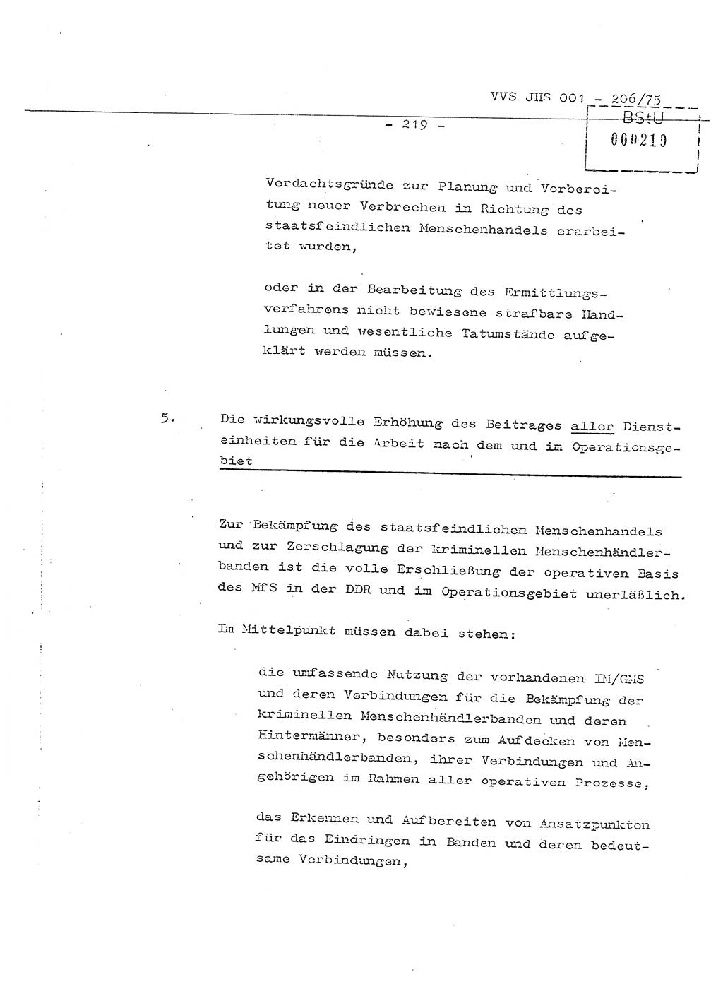 Dissertation Generalmajor Manfred Hummitzsch (Leiter der BV Leipzig), Generalmajor Heinz Fiedler (HA Ⅵ), Oberst Rolf Fister (HA Ⅸ), Ministerium für Staatssicherheit (MfS) [Deutsche Demokratische Republik (DDR)], Juristische Hochschule (JHS), Vertrauliche Verschlußsache (VVS) 001-206/75, Potsdam 1975, Seite 219 (Diss. MfS DDR JHS VVS 001-206/75 1975, S. 219)