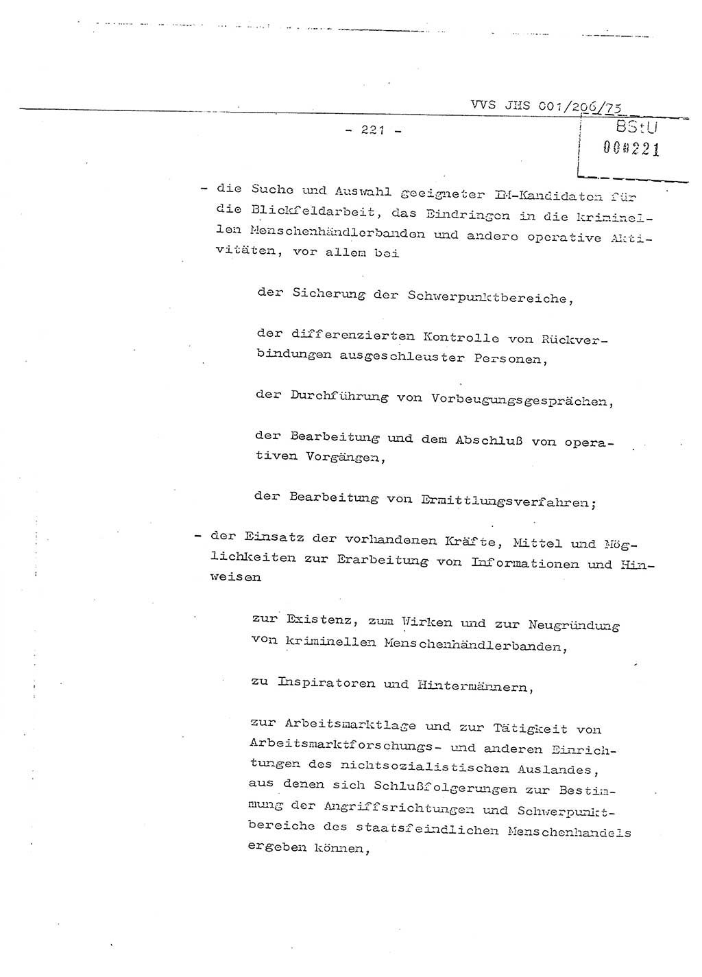 Dissertation Generalmajor Manfred Hummitzsch (Leiter der BV Leipzig), Generalmajor Heinz Fiedler (HA Ⅵ), Oberst Rolf Fister (HA Ⅸ), Ministerium für Staatssicherheit (MfS) [Deutsche Demokratische Republik (DDR)], Juristische Hochschule (JHS), Vertrauliche Verschlußsache (VVS) 001-206/75, Potsdam 1975, Seite 221 (Diss. MfS DDR JHS VVS 001-206/75 1975, S. 221)
