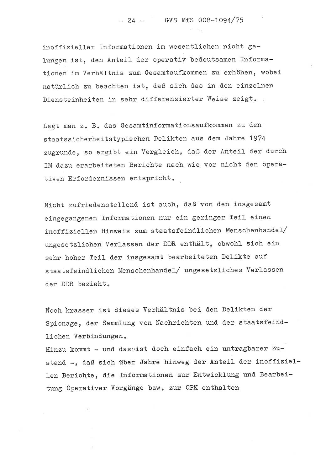 Einführungsreferat des Genossen Minister (Generaloberst Erich Mielke) zum zentralen Führungsseminar (MfS), Deutsche Demokratische Republik (DDR), Ministerium für Staatssicherheit (MfS), Der Minister, Geheime Verschlußsache (GVS) 008-1094/75, Berlin 1975, Blatt 24 (Einf.-Ref. Fü.-Sem. DDR MfS Min. GVS 008-1094/75 1975, Bl. 24)