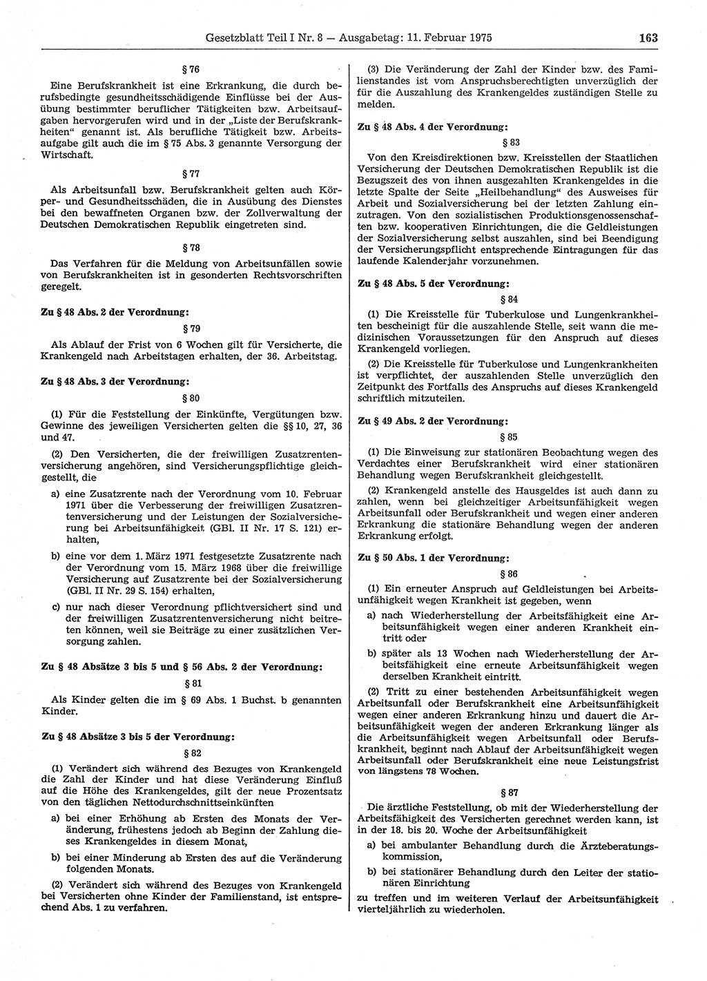 Gesetzblatt (GBl.) der Deutschen Demokratischen Republik (DDR) Teil Ⅰ 1975, Seite 163 (GBl. DDR Ⅰ 1975, S. 163)