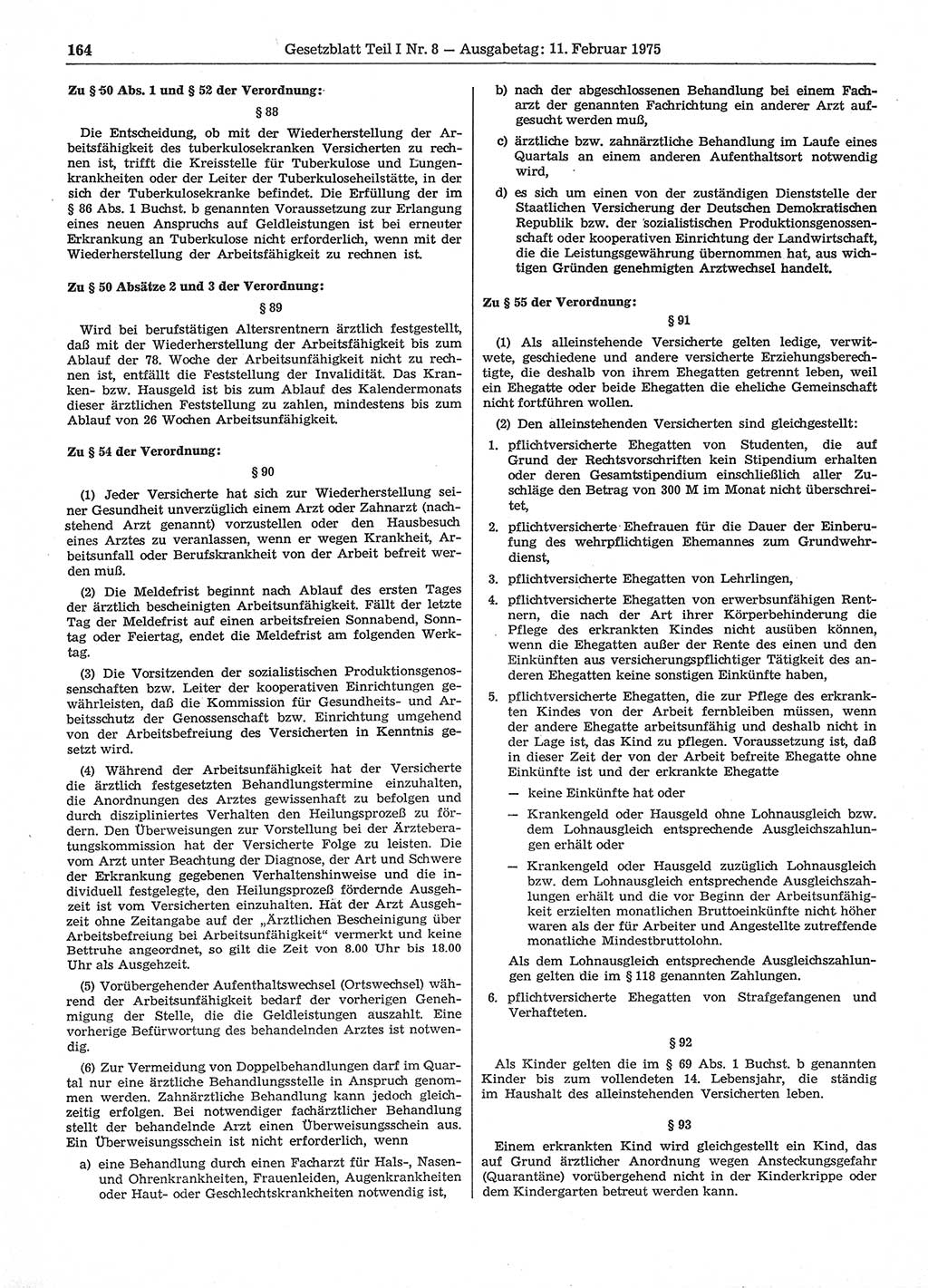 Gesetzblatt (GBl.) der Deutschen Demokratischen Republik (DDR) Teil Ⅰ 1975, Seite 164 (GBl. DDR Ⅰ 1975, S. 164)