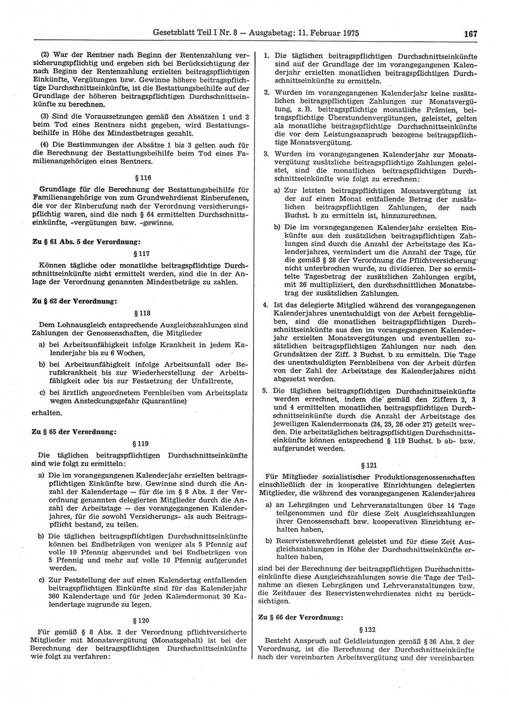 Gesetzblatt (GBl.) der Deutschen Demokratischen Republik (DDR) Teil Ⅰ 1975, Seite 167 (GBl. DDR Ⅰ 1975, S. 167)
