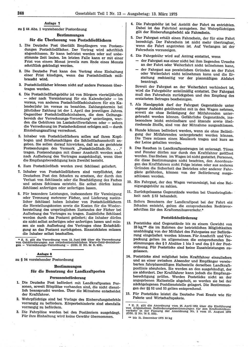 Gesetzblatt (GBl.) der Deutschen Demokratischen Republik (DDR) Teil Ⅰ 1975, Seite 248 (GBl. DDR Ⅰ 1975, S. 248)