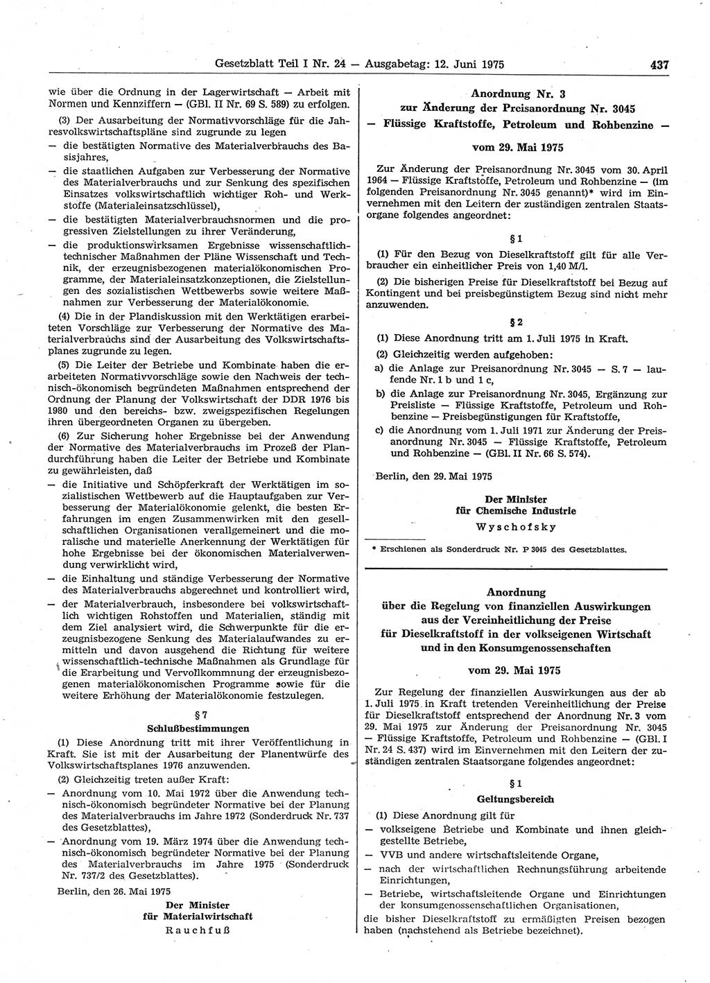 Gesetzblatt (GBl.) der Deutschen Demokratischen Republik (DDR) Teil Ⅰ 1975, Seite 437 (GBl. DDR Ⅰ 1975, S. 437)