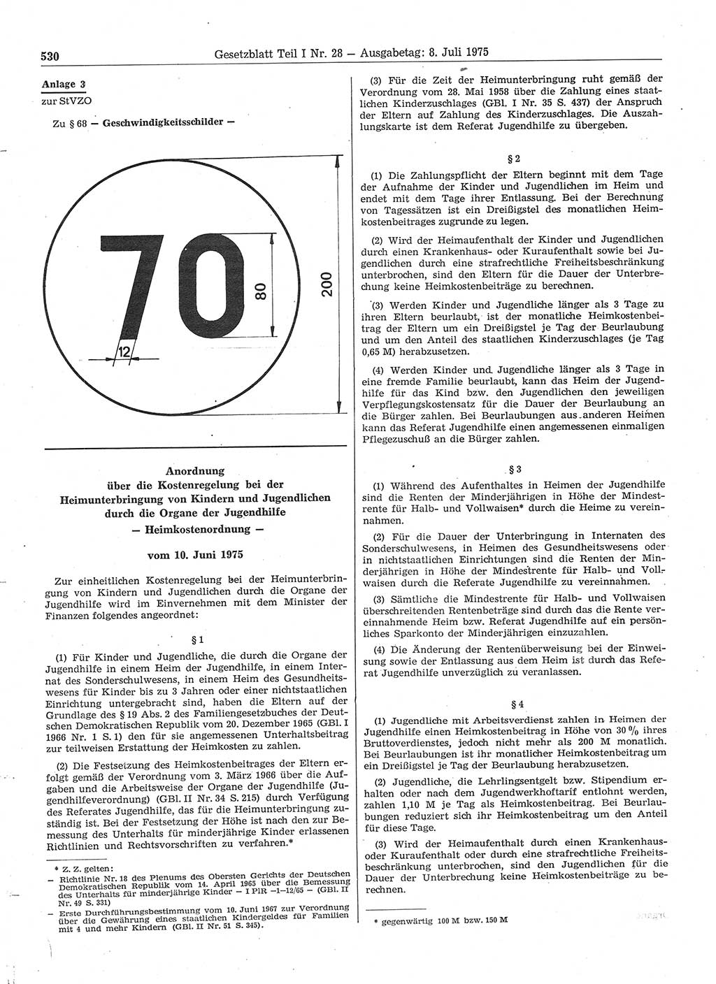 Gesetzblatt (GBl.) der Deutschen Demokratischen Republik (DDR) Teil Ⅰ 1975, Seite 530 (GBl. DDR Ⅰ 1975, S. 530)