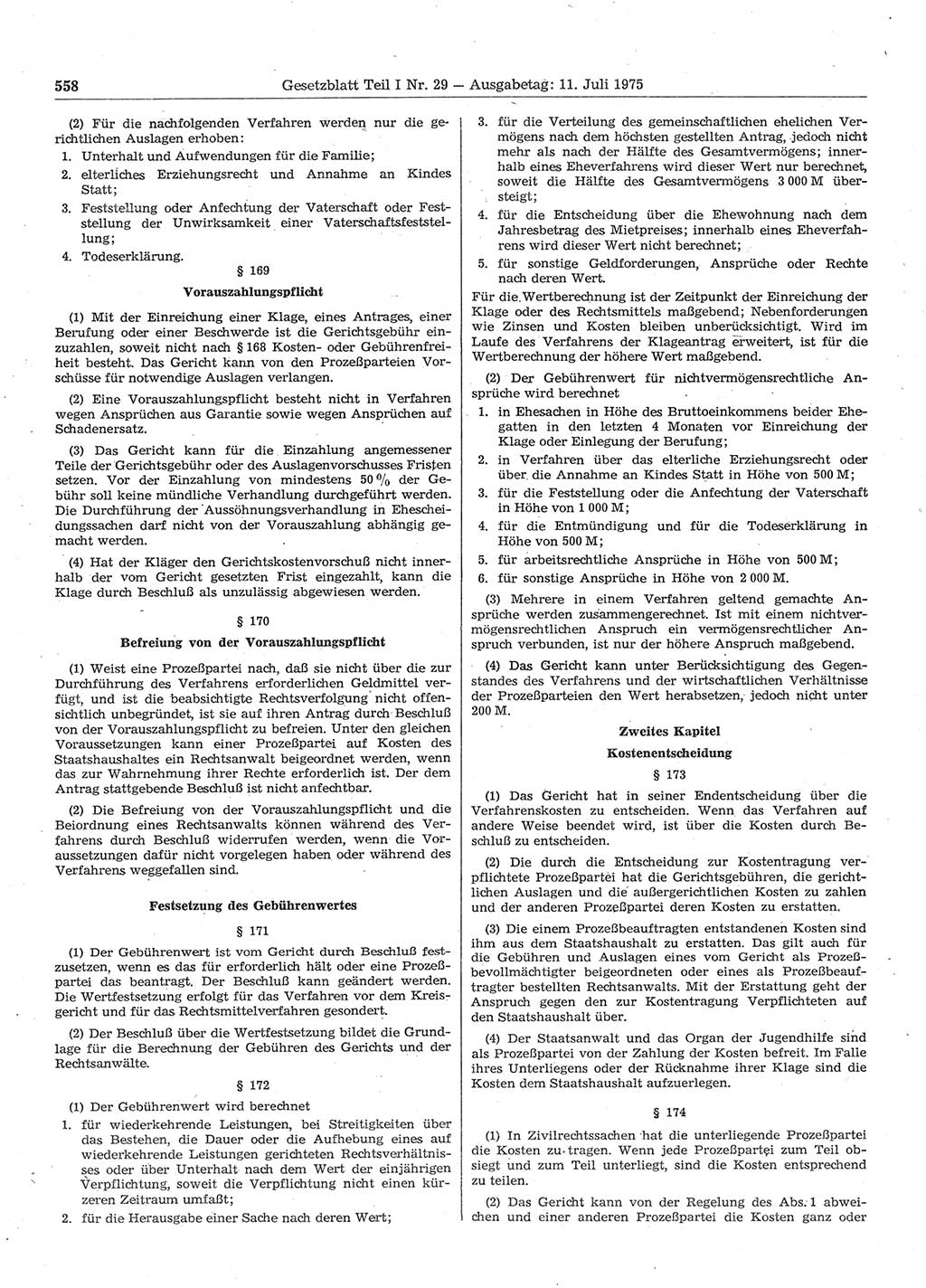 Gesetzblatt (GBl.) der Deutschen Demokratischen Republik (DDR) Teil Ⅰ 1975, Seite 558 (GBl. DDR Ⅰ 1975, S. 558)