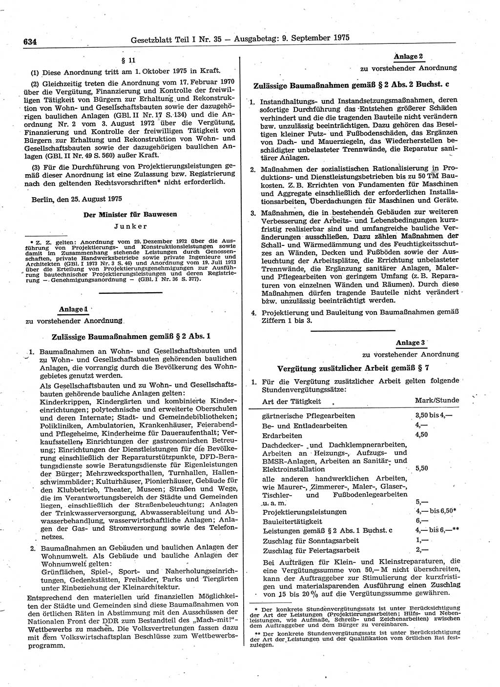 Gesetzblatt (GBl.) der Deutschen Demokratischen Republik (DDR) Teil Ⅰ 1975, Seite 634 (GBl. DDR Ⅰ 1975, S. 634)