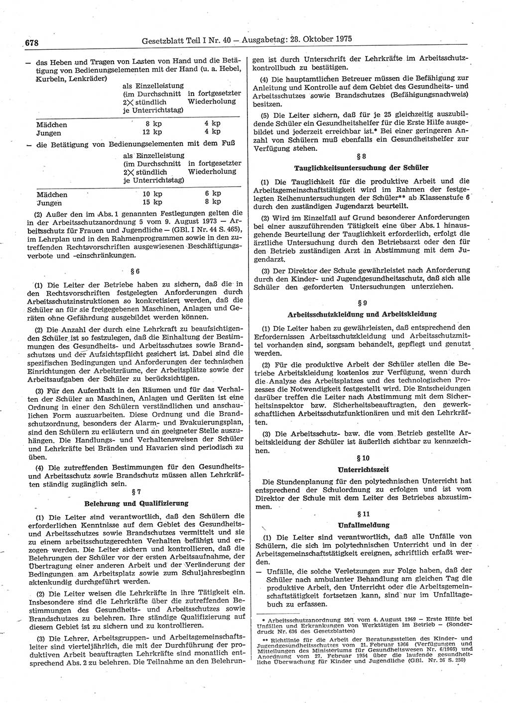Gesetzblatt (GBl.) der Deutschen Demokratischen Republik (DDR) Teil Ⅰ 1975, Seite 678 (GBl. DDR Ⅰ 1975, S. 678)