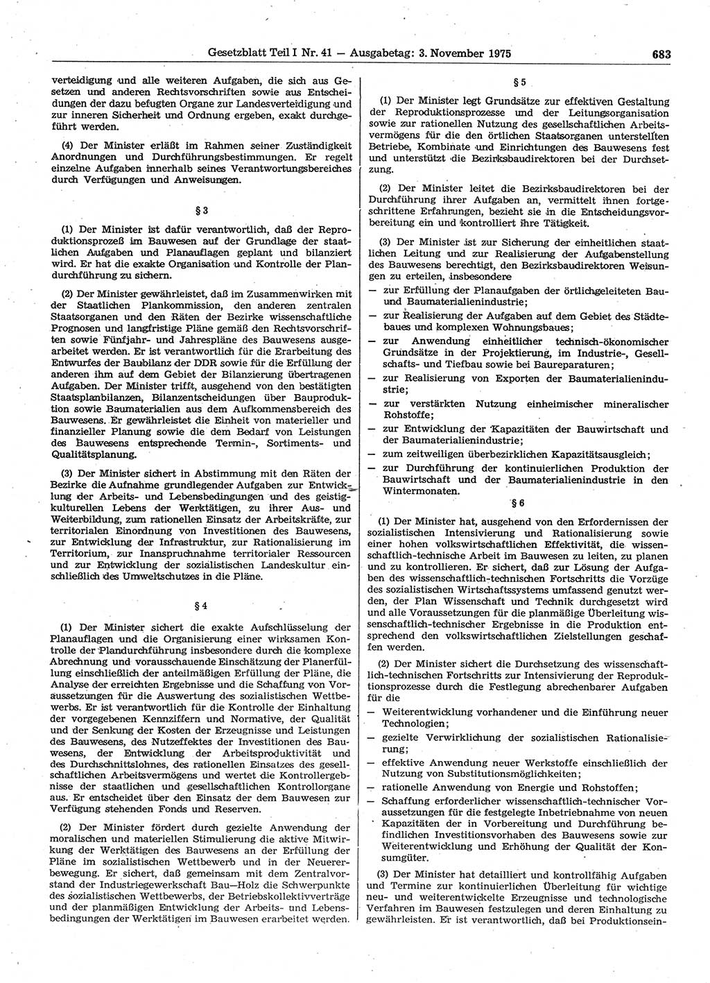 Gesetzblatt (GBl.) der Deutschen Demokratischen Republik (DDR) Teil Ⅰ 1975, Seite 683 (GBl. DDR Ⅰ 1975, S. 683)