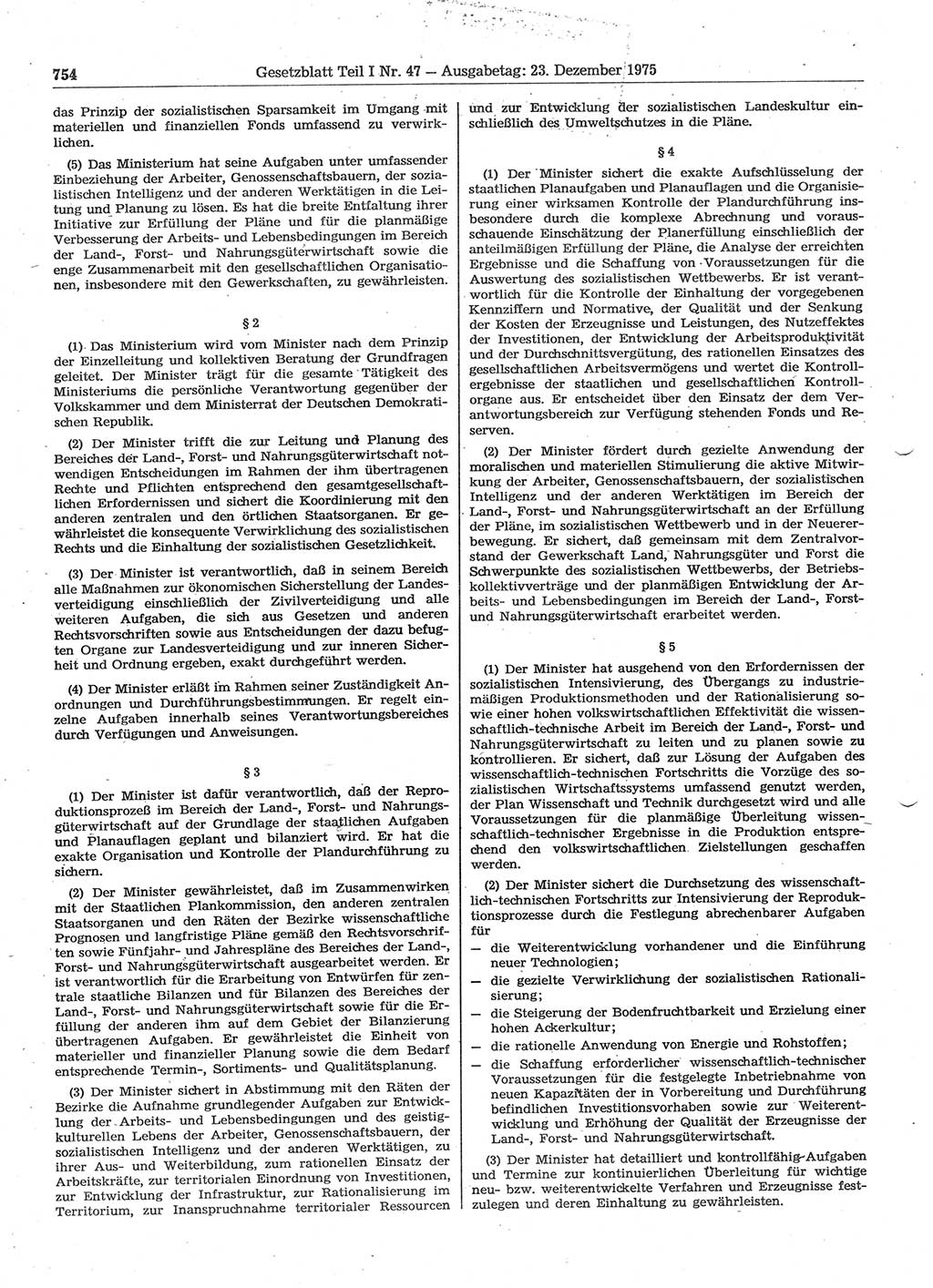 Gesetzblatt (GBl.) der Deutschen Demokratischen Republik (DDR) Teil Ⅰ 1975, Seite 754 (GBl. DDR Ⅰ 1975, S. 754)