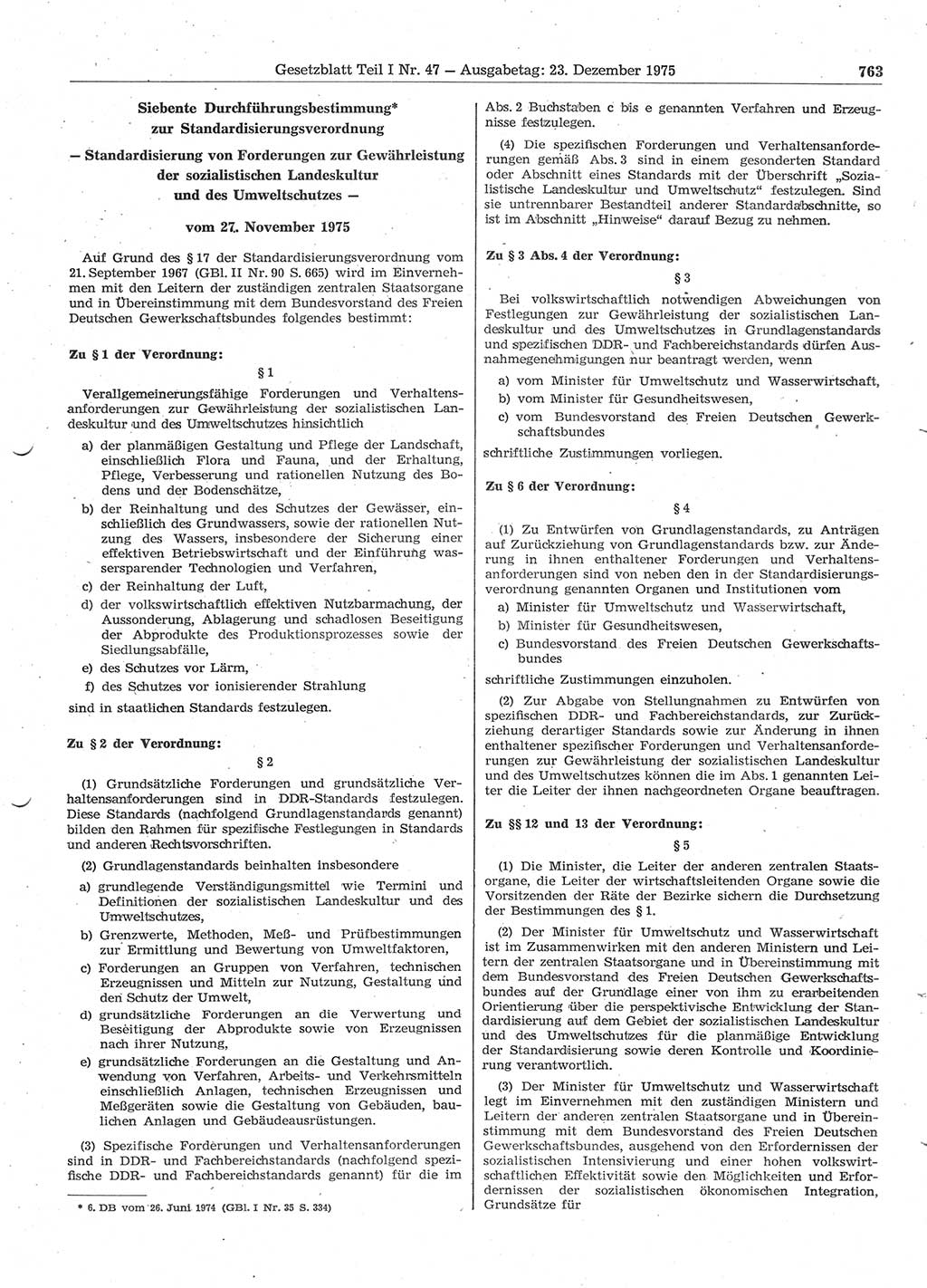 Gesetzblatt (GBl.) der Deutschen Demokratischen Republik (DDR) Teil Ⅰ 1975, Seite 763 (GBl. DDR Ⅰ 1975, S. 763)