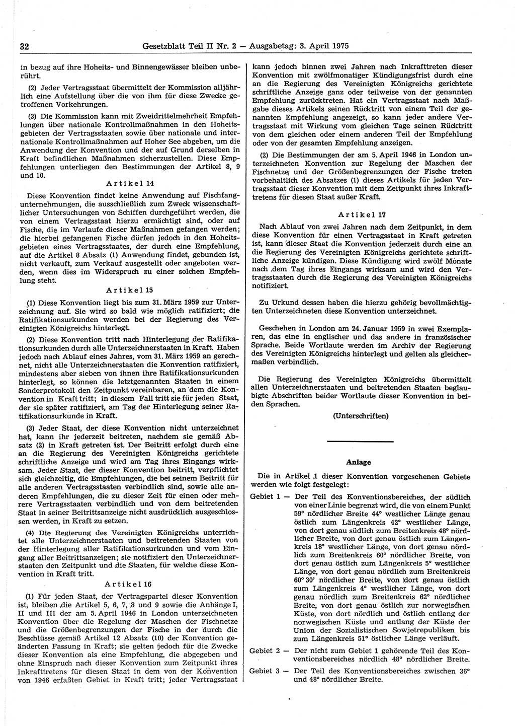Gesetzblatt (GBl.) der Deutschen Demokratischen Republik (DDR) Teil ⅠⅠ 1975, Seite 32 (GBl. DDR ⅠⅠ 1975, S. 32)