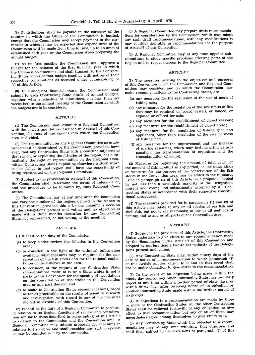 Gesetzblatt (GBl.) der Deutschen Demokratischen Republik (DDR) Teil ⅠⅠ 1975, Seite 34 (GBl. DDR ⅠⅠ 1975, S. 34)