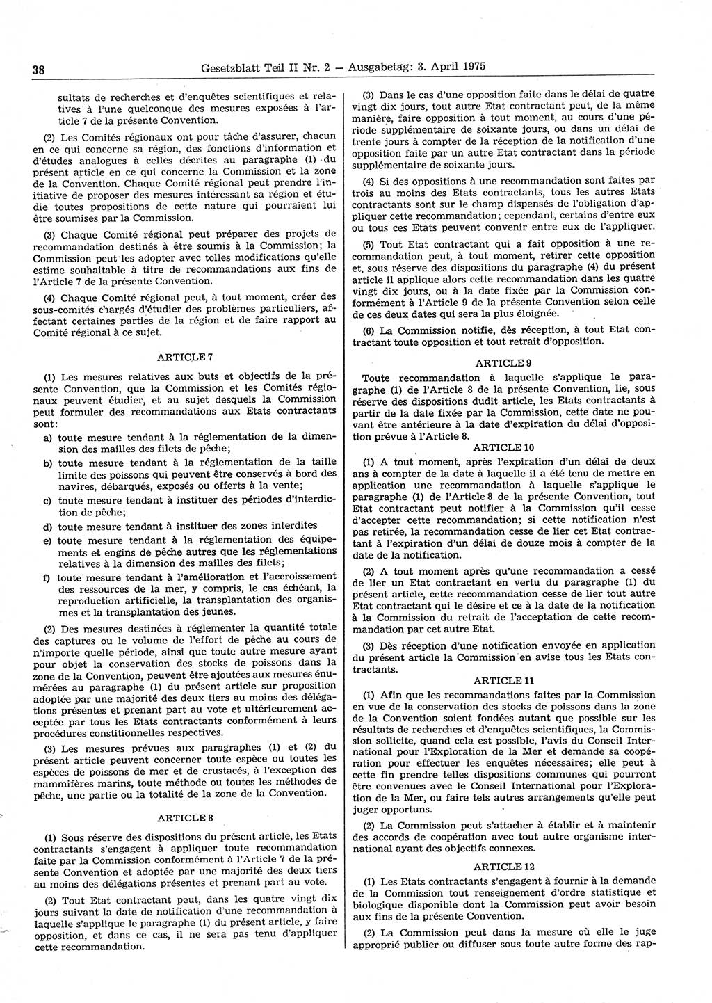 Gesetzblatt (GBl.) der Deutschen Demokratischen Republik (DDR) Teil ⅠⅠ 1975, Seite 38 (GBl. DDR ⅠⅠ 1975, S. 38)